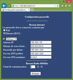 page configuration passerelle ethernet wifi RJ45